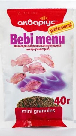 Акваріус 40г Бебі-меню гранули