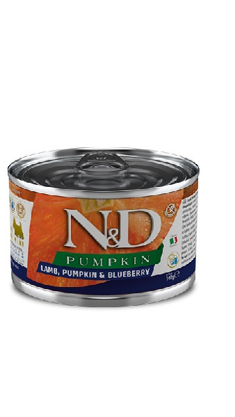 Фарміна дог волог N&D Grain Free PUMPKIN LAMB ADULT MINI з гарбузом, ягням, чорницею 140
