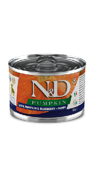 Фарміна дог волог N&D Grain Free PUMPKIN LAMB PUPPY MINI з гарбузом, ягням, чорницею 140 г