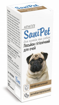 Лосьйон для очей "SaniPet" краплі 15мл (для кішок та собак)