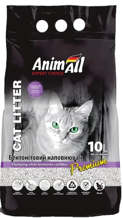 Наповнювач Анімалл Бентолін. білий 10 л з ароматом лаванди