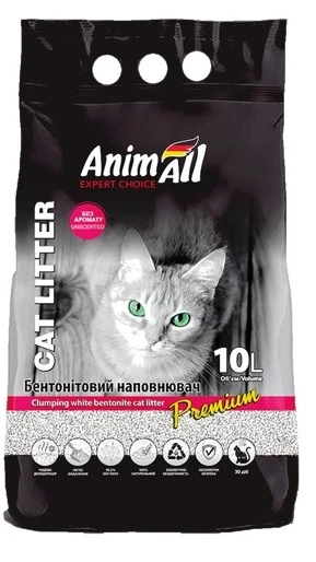 Наповнювач Анімалл Бентолін. білий 10л без аромату