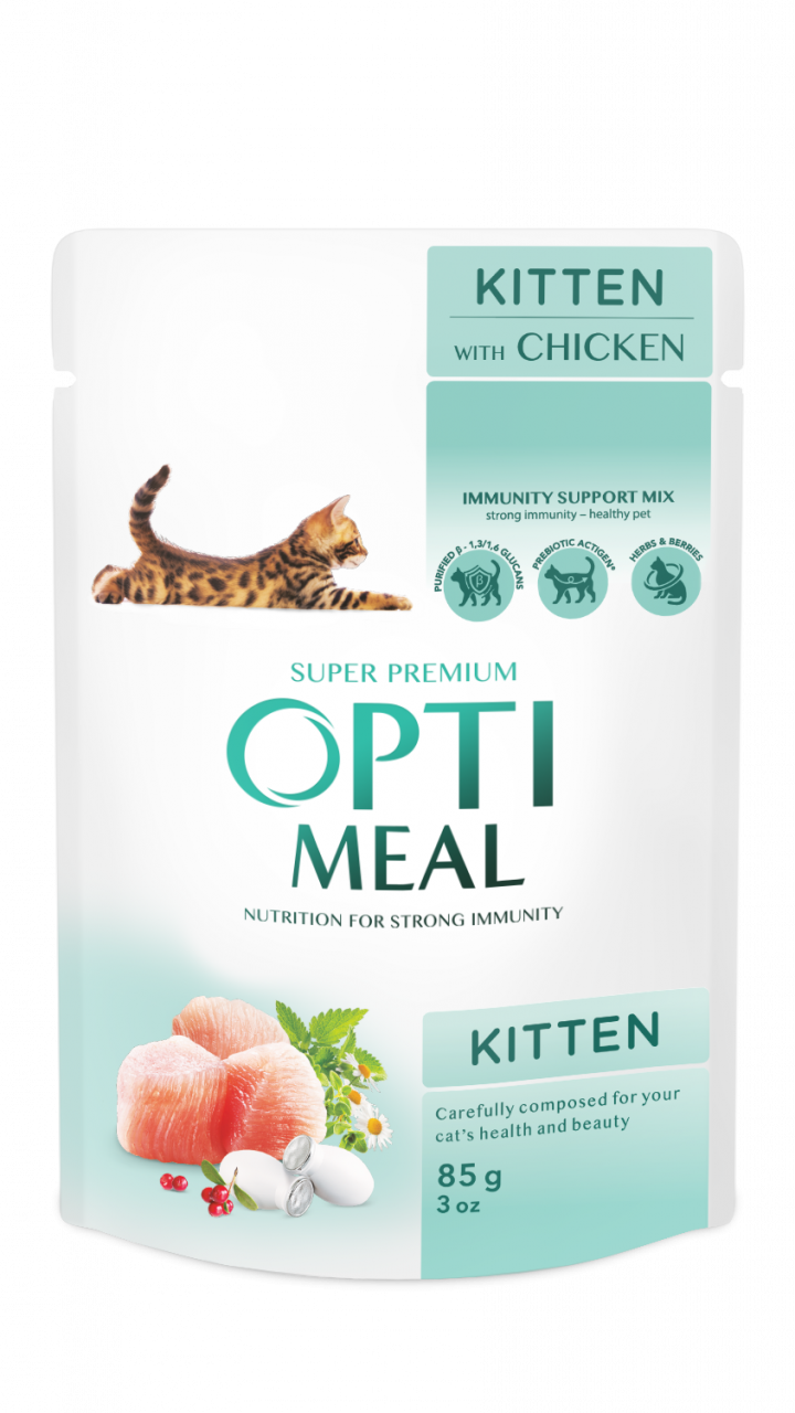 OPTIMEAL вологий корм для кошенят з куркою 0,085 кг