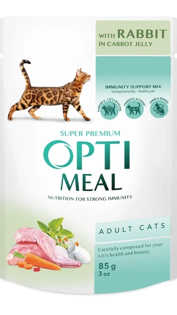 OPTIMEAL вологий корм для котів з кроликом у морквяному желе 0,085 кг