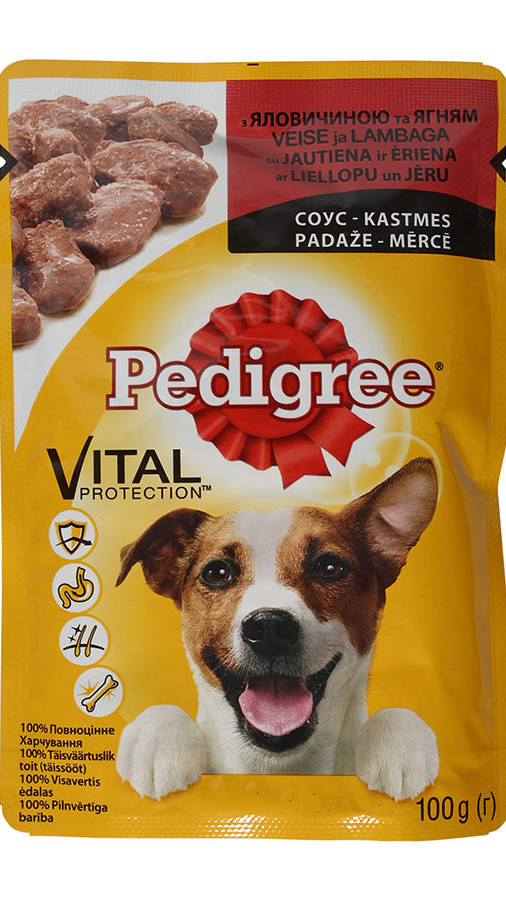 Pedigree з яловичиною та ягням у соусі 100г