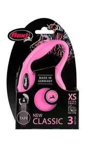 Рулетка Flexi NEW CLASSIC XS 3m/12kg (стрічка) рожева