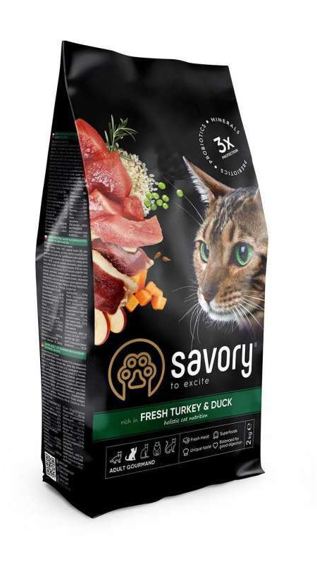 SAVORY сухий для котів гурманів зі свіжою індичкою та качкою (0.4) арт.30044