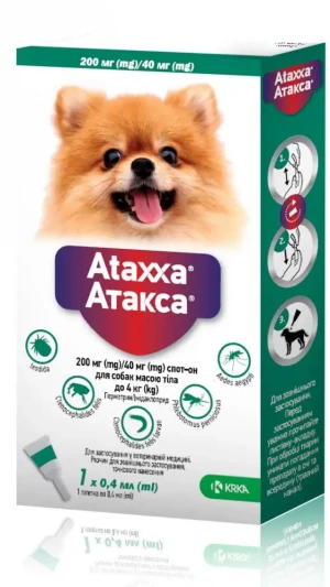 Атакса спот он/0.4мл для собак до 4кг