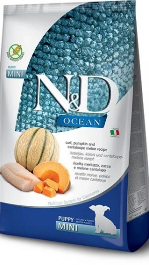 Фарміна дог сух N&D Grain Free OCEAN COD, PUMPKIN & CANTALOUPE MELON PUPPY MINI (7)