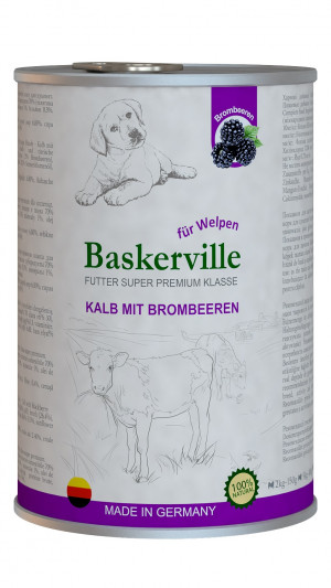 Консерва Баскервіль KF Super premium Kalb Mit Brombeeren. Телятина та ожина для цуценят,  400г