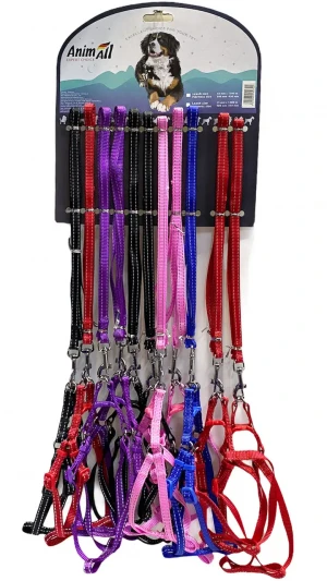 Поводок+шлея на блістері 10 x1200mm.12 штук HJ-LH 206-2  Анималл 1шт