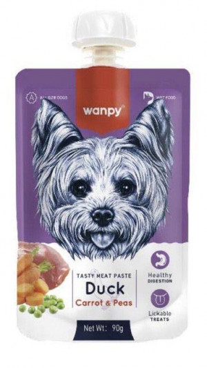 Wanpy Крем-Пюре качка з морквою рідкий корм для собак, 90г